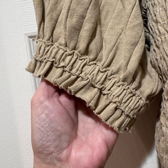 We the Free Puff Sleeve Smocked Top - light olivey green. VGUC Sz Med. - Picture 2 of 9